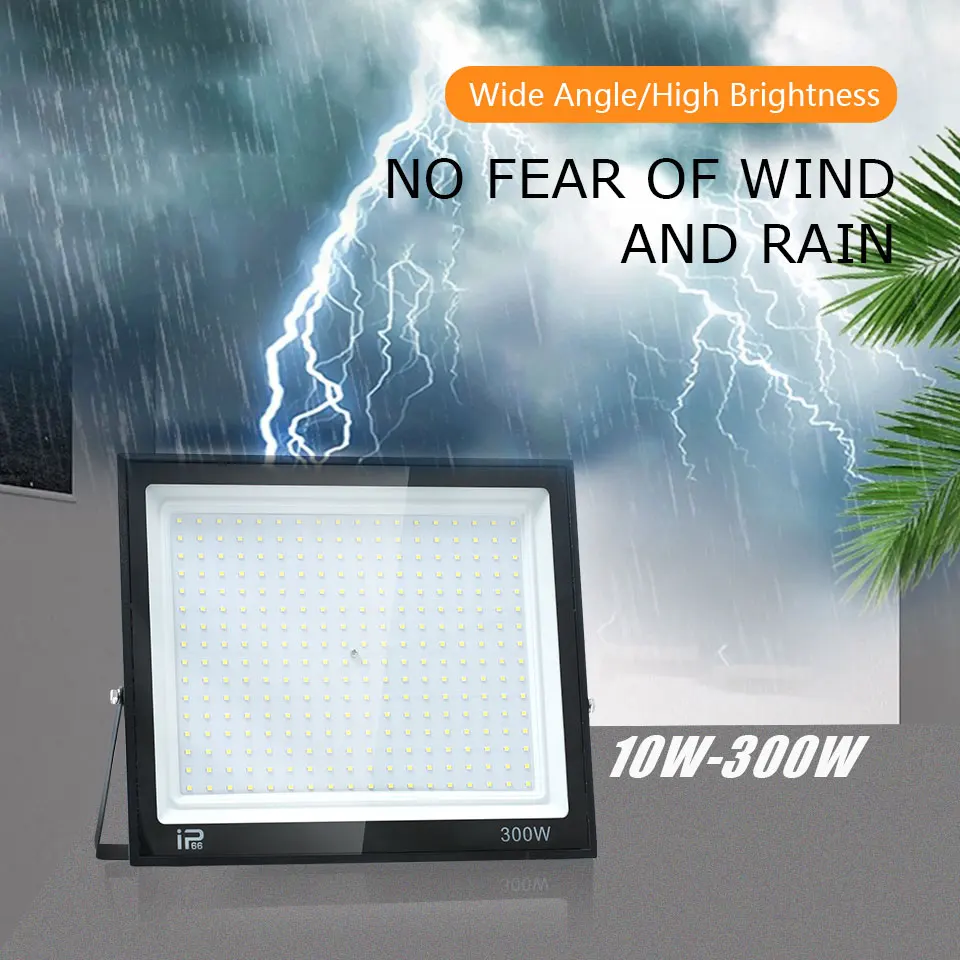 LED Floodlight Spotlight AC110/220V 20W-300W IP66 Waterproof LED Black Shell Garden Street Gate Wall LED Lighting Outside LED