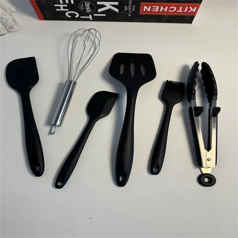 Food Grade Silicone Baking Tool 6 Pcs Set Kitchen Cooking Spatula Egg Beater Multi Functional Pastry Making Kit