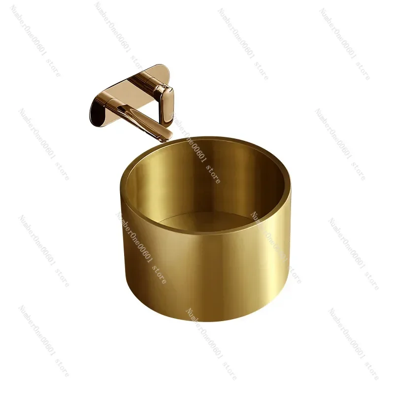 

Bathroom Washbasin Stainless Steel Round Gold Countertop Sinks Drain Hotel Villa Art Basin Bar Wash Basin