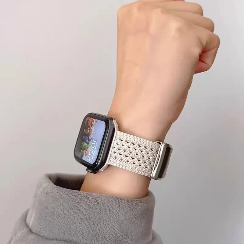 Braided Band For Apple Watch Strap 40mm 44mm 45mm 46mm 49mm 41mm 38 Magnetic Nylon Bracelet iWatch series se 7 6 8 9 10 Ultra 2