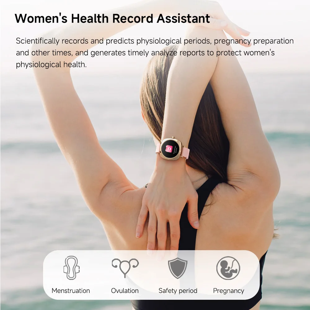 1.19' AMOELED Screen Smartwatch Female Physiological Health Blue Tooth Call Smart Watches Women Weather Game Multi-sports Mode