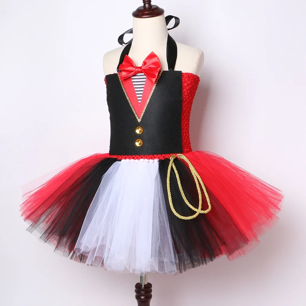 Ringmaster Circus Lion Tamer Costume for Girls Fancy Tulle Tutu Dress Kids Halloween Carnival Party Performance Dress Up Clothes