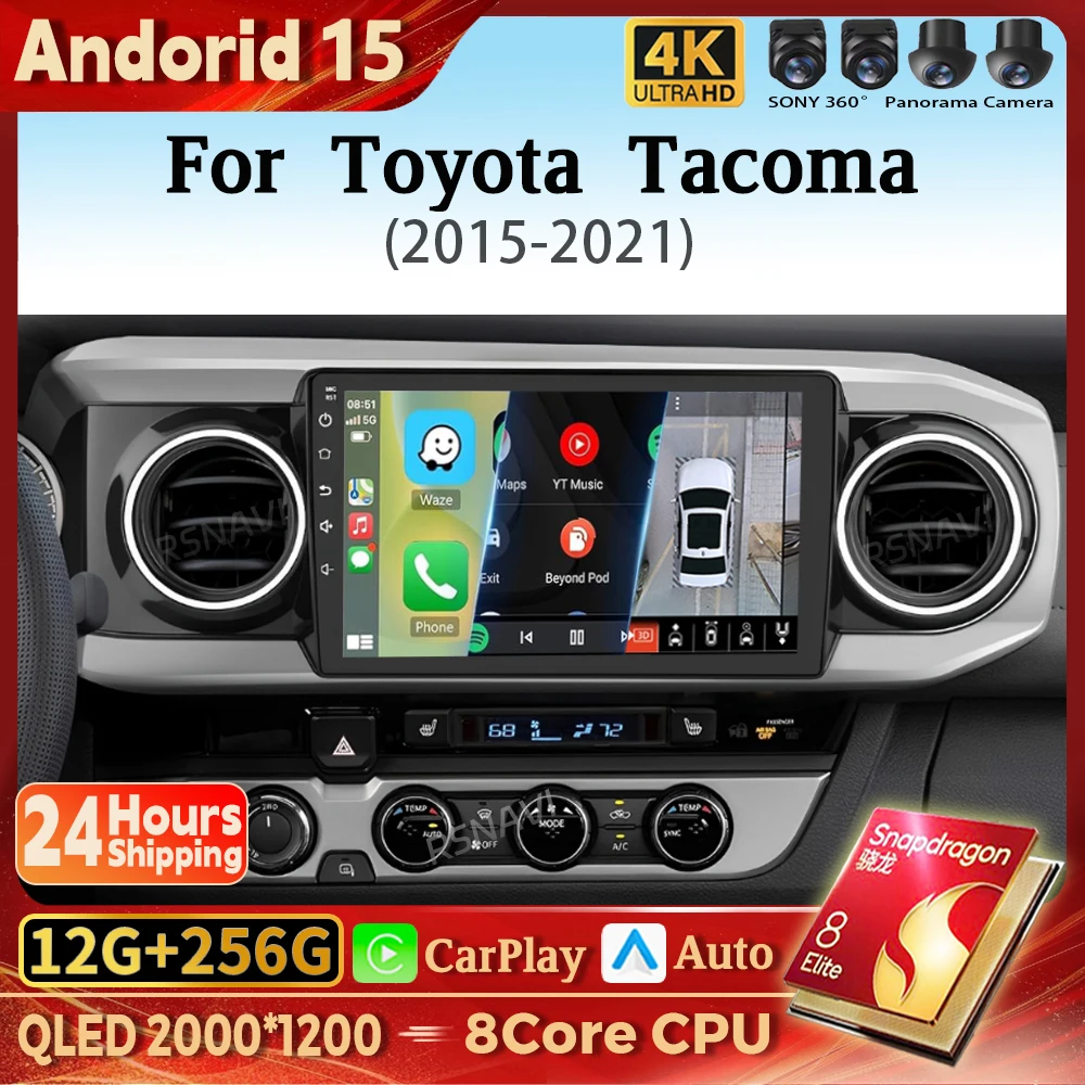 

Android 14 Carplay Auto 2K экран автомобильный радиоприемник мультимедийный плеер для Toyota Tacoma N300 2015-2021 авторадио GPS стерео Snapdragon