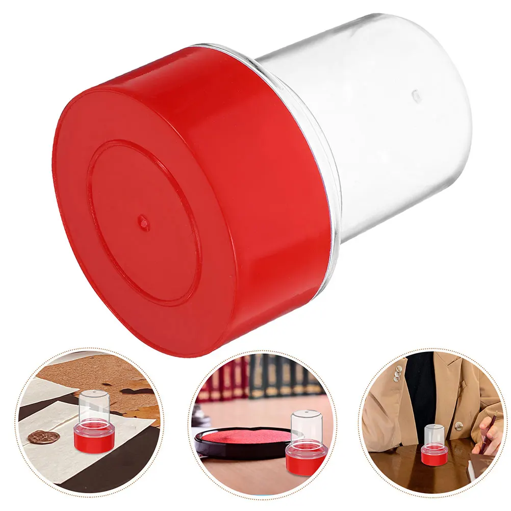 10 Pcs Stamp Box Round Clear Plastic Storage Containers Office Seals Holder Empty Stamper Boxes Portable Multifunctional