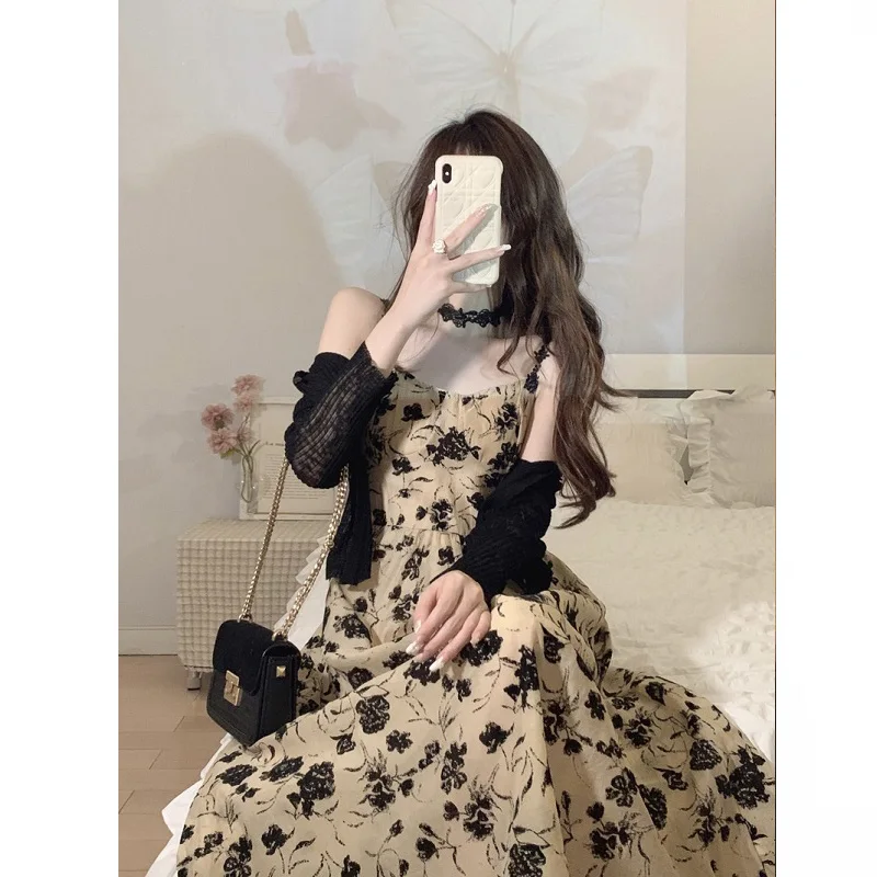 プラスサイズの女性の花柄 ter Dr 蝶ネクタイ付きミッドレングス痩身 A ラインスカート韓国 Sle 通勤 Faion