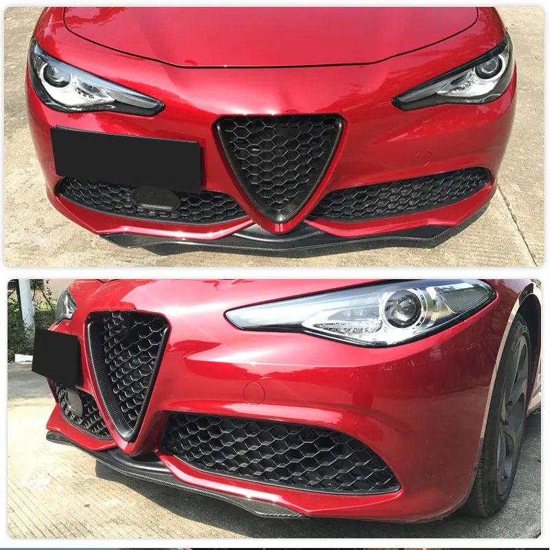 Carbon Fiber Front Bumper Lip Spoiler for Alfa Romeo Giulia Sport Sedan 4-Door 2015-2020 Car Front Lip Chin Apron Guard Body Kit