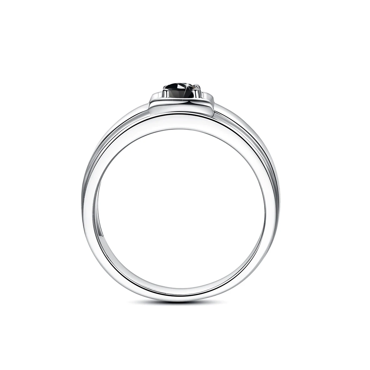 Anillo de moissanita negro de corte redondo certificado de alta calidad para hombres con certificado de plata maciza 925 joyería de boda tendencia de prueba