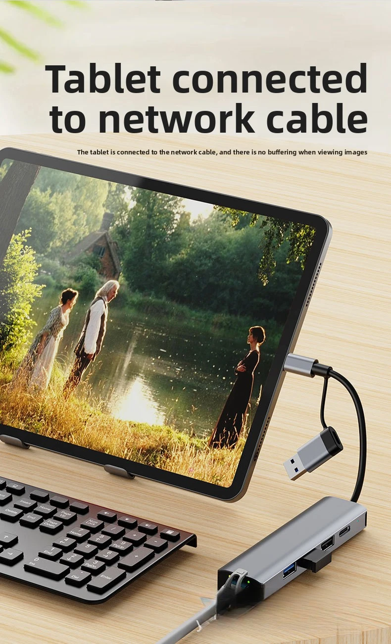 Typ-C USB 2-in-1 Gigabit kabelgebundene Netzwerkkarte für Laptop und Tablet USB auf Ethernet 2.5 – Detail 6
