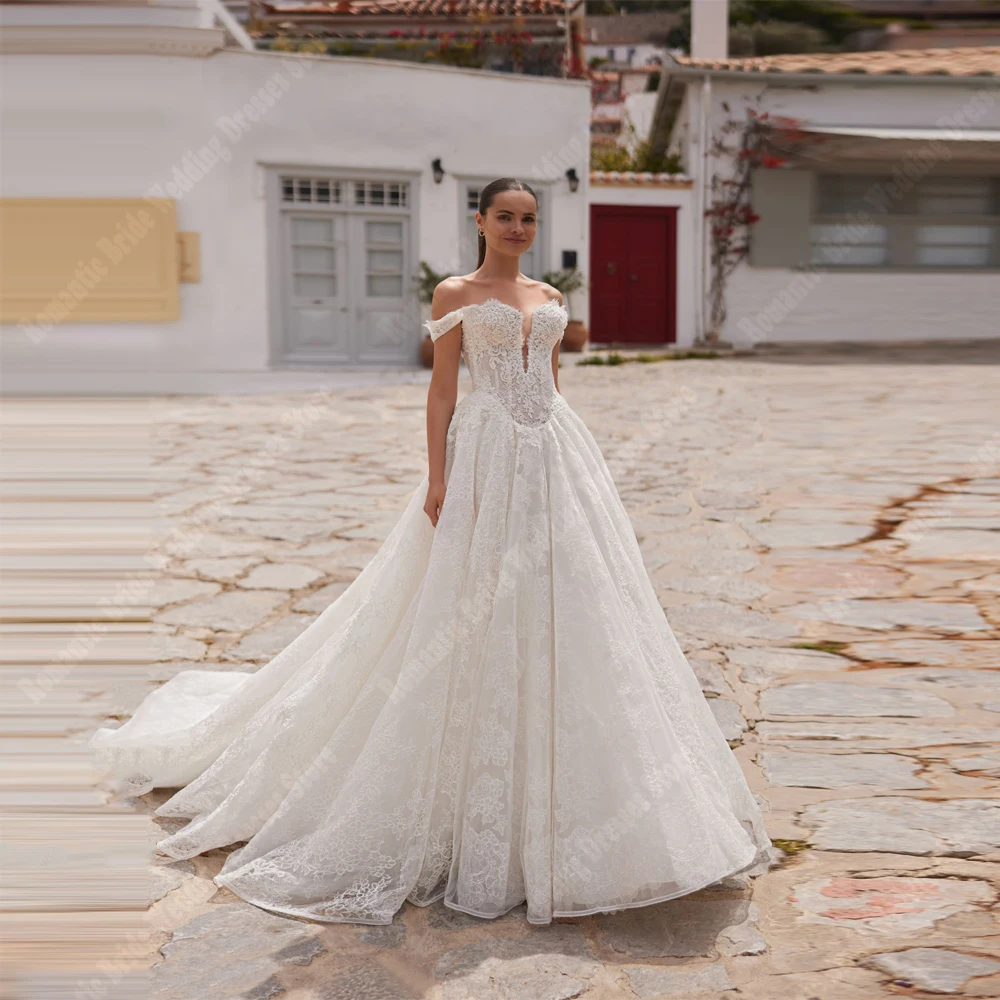 

Off The Shoulder Sleeveless A-Line Women Wedding Dresses Vintage Bridal Gowns Engagement Banquet Vestidos De Novias Customized