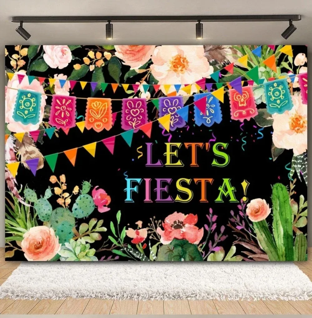 Mexican Fiesta Themed Happy Birthday Backdrop Mexico Cinco De Mayo Party Decorations Carnival Supplies Photo Booth Background