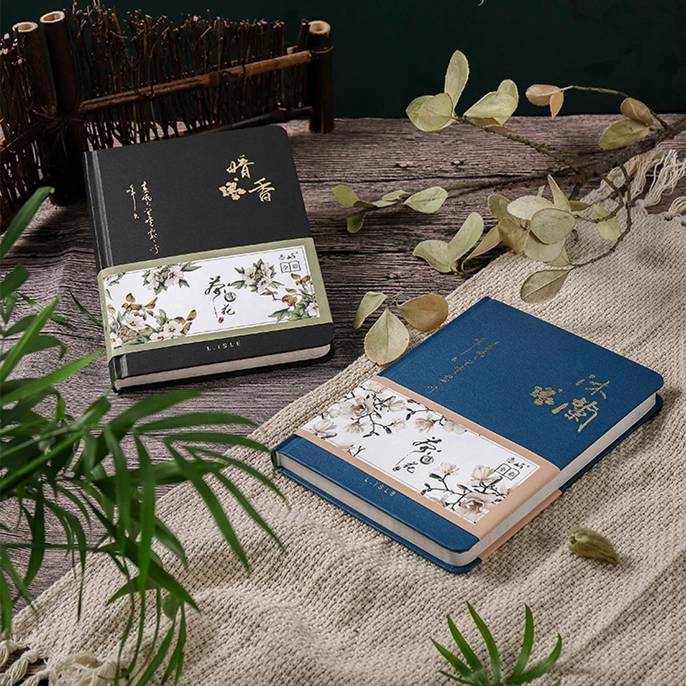 Retro Hand Ledger Creative Colorful Page Notebook Literary Hardcover Color Inside Page Diary Books Weekly Planner Handbook 2024