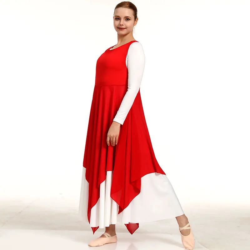 المرأة جولة الرقبة نمط تانك الثناء العبادة الرقص الحديث الليتورجي البلوز فضفاض هيم المرأة الثناء الرقص سترة