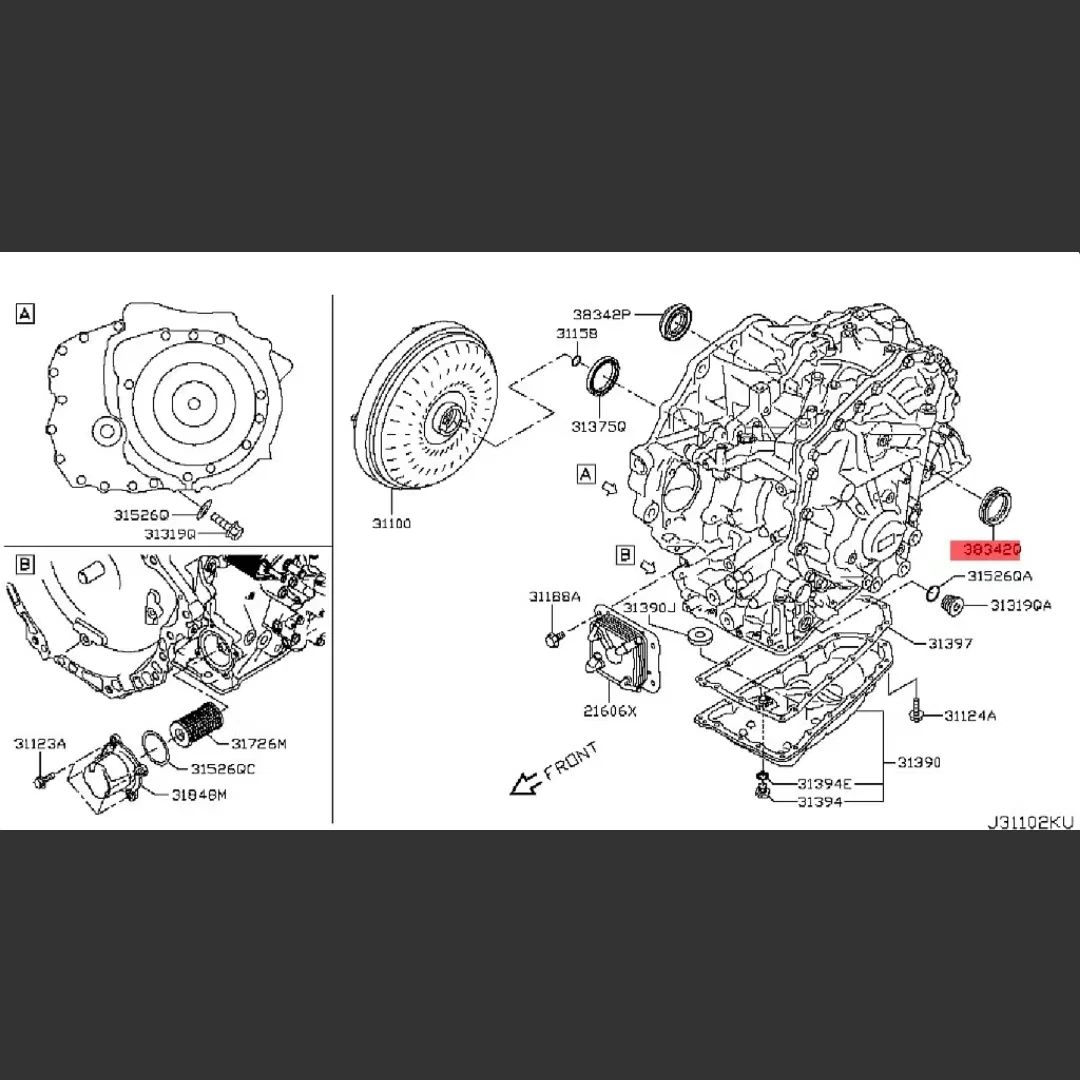 Transmission Differential Oil Seal Axle Seal For Nissan Altima Juke NV Rogue Sentra Versa Kicks (2WD) 38342-3VX0A