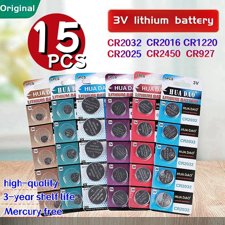 15PCS CR2032 3V Lithium Battery CR2025 CR2016 CR1220 CR2450 CR927 Button Battery CR2032 Batteria CR 2032 For Watch Toy Car