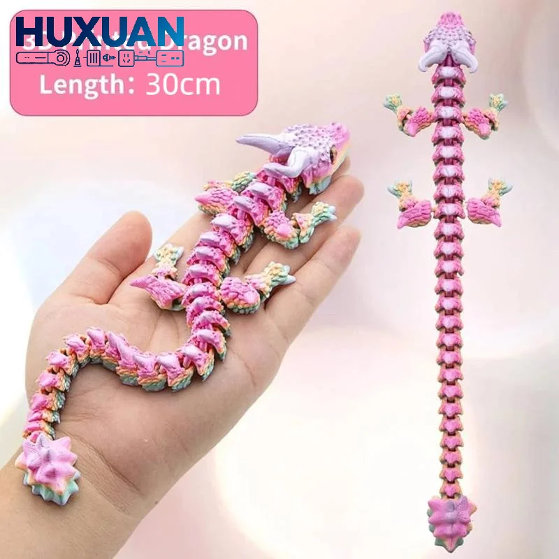 30cm 3D Printed Dragon Crafts Gift Movable Joints Articulated Dragon Desktop Ornament Home Office Decor Fidget Adults Kids