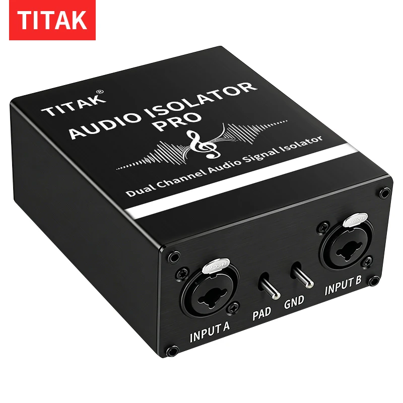 TITAK Pro Audio Isolator PAD GND Switch Eliminate Buzz Hum Noise XLR 6.35mm for Live Performance Home Theater PA Sound Equipment