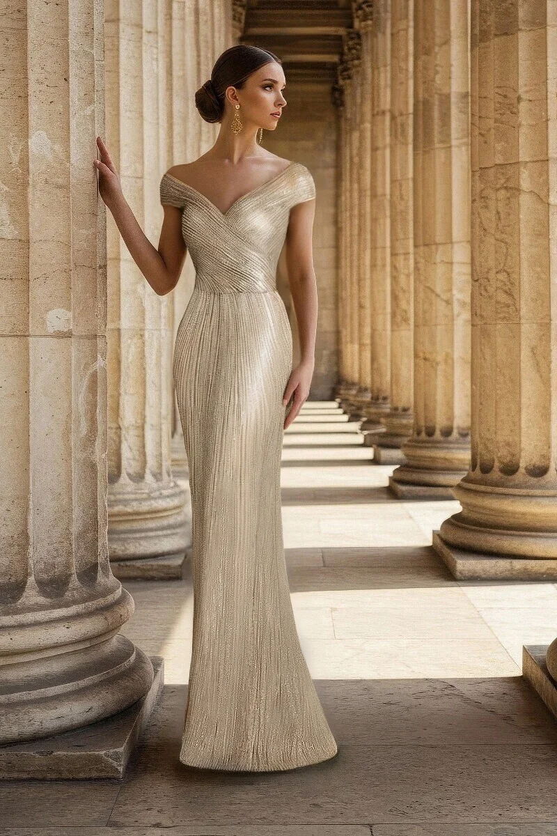High Quality Customized V-neck Off Shoulder Floor Length Kleider Damen Elegant Evening Dresses فساتين حفلات التخرج فساتين السهرة