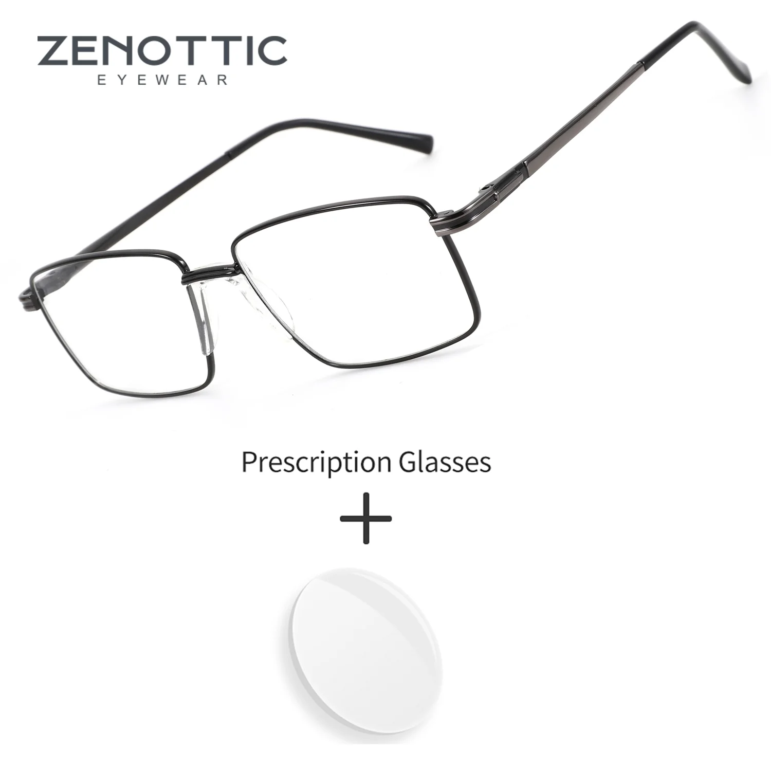 

ZENOTTIC (M Size) Square Prescription Glasses Men Metal Photochromic Progressive Varifocal Myopia Glasses for Man