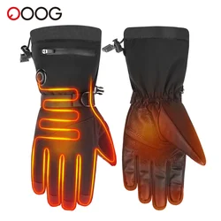 Gants chauds d'hiver antidérapants pour moto, en cuir, imperméables, chauffants, rechargeables, batterie au Lithium