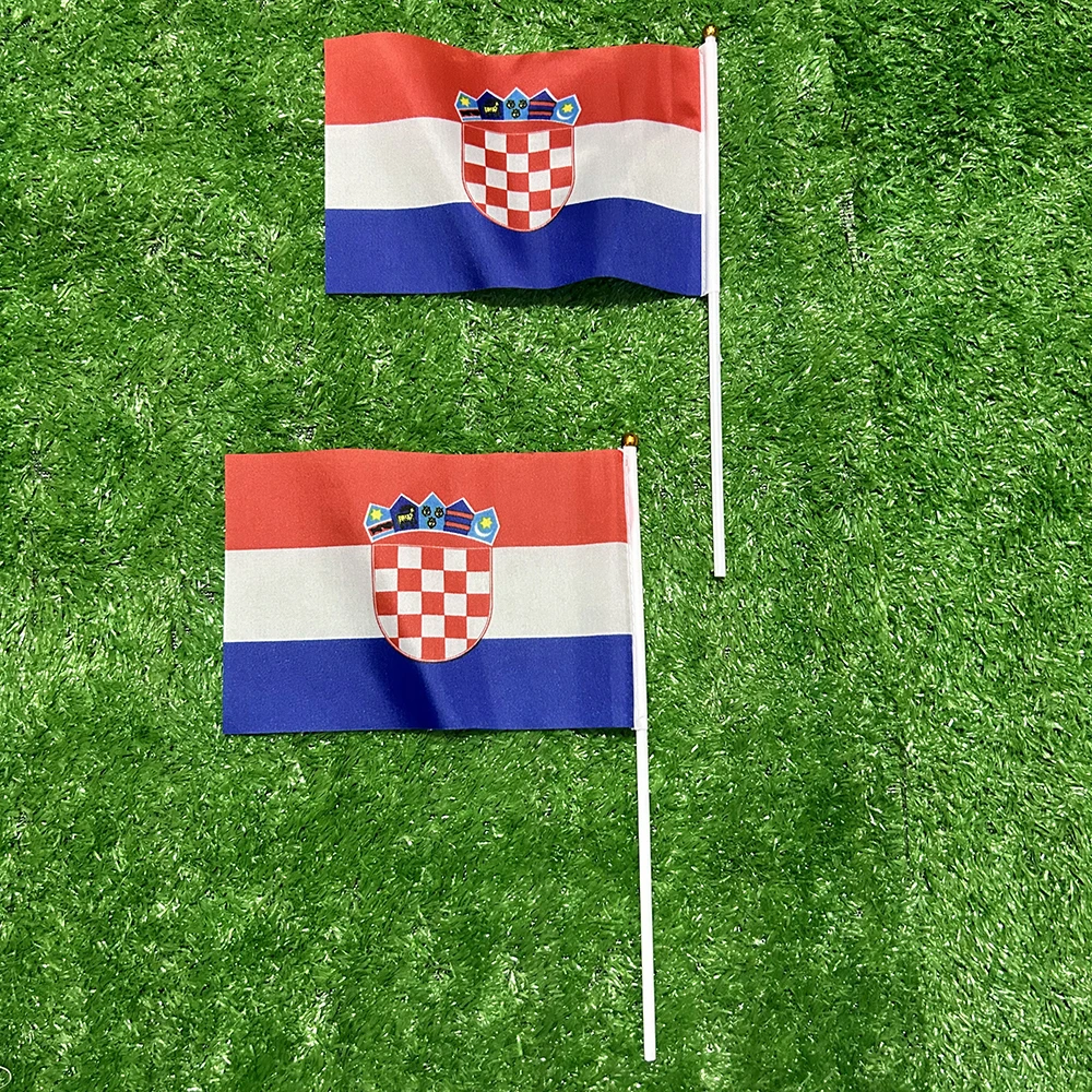 علم السماء كرواتيا علم اليد 10/20/50/100 قطعة 21*14 سنتيمتر كرواتيا اليد يلوحون أعلام مع عمود بلاستيكي للنشاط الرياضي ديكور المنزل #3