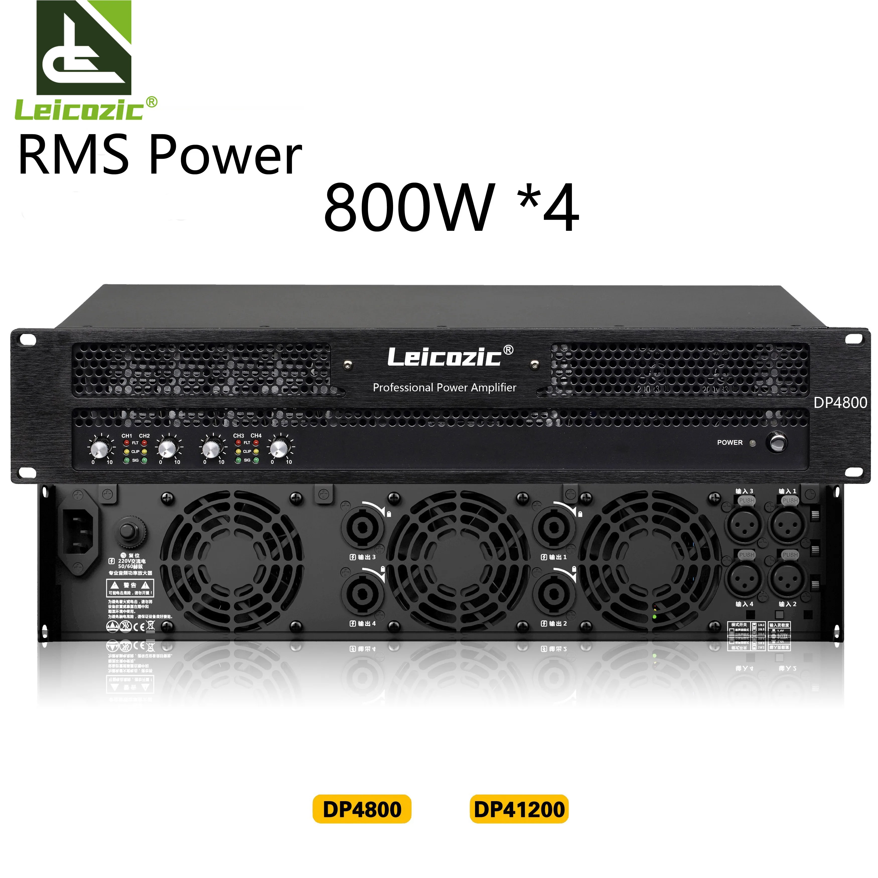 Leicozic DP4800 Rms 800W * 4 Eindversterker Professionele 4 Kanaals Amplificatore Voor Stage Performance Kerk Wedding Bar