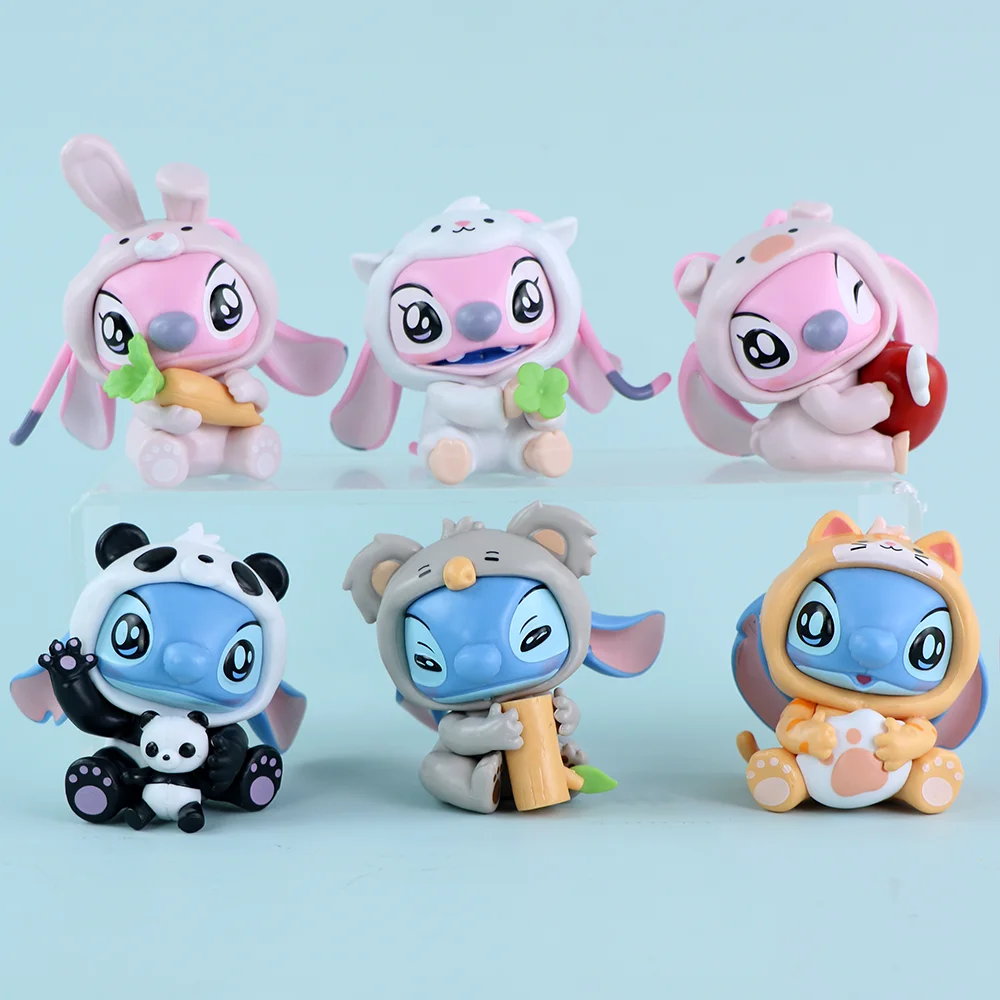 6pcs/set Stitch Anime Lilo & Stitch Action Figure Cute Cartoon Model Doll DIY Decoration Birthday Festival Gift For Kids Friends
