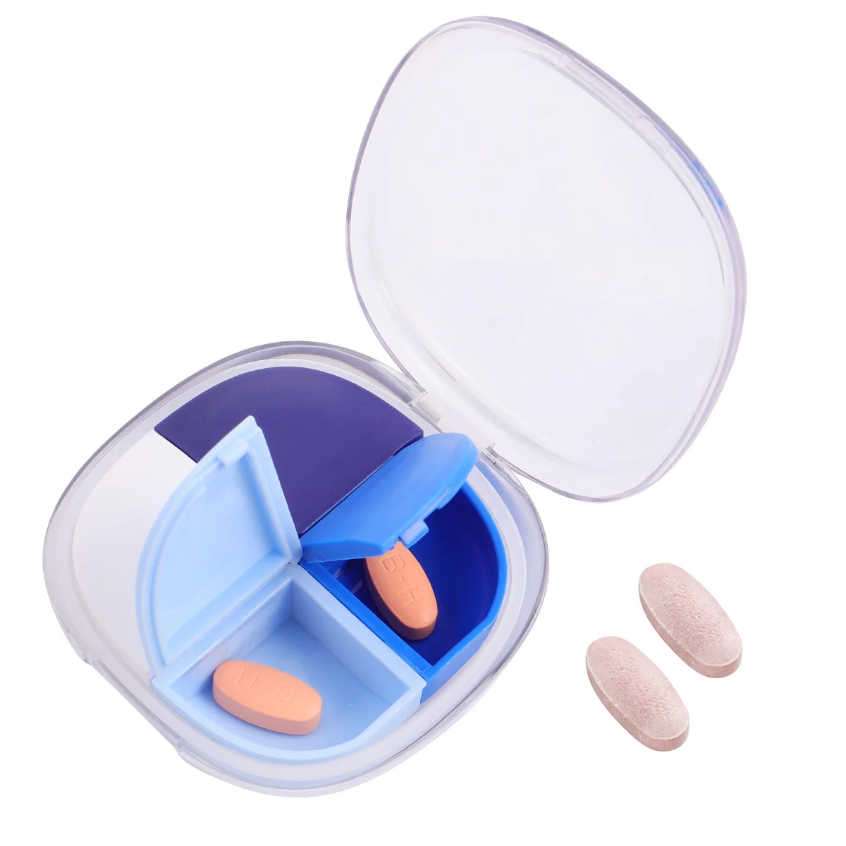

Portable Medicine Case 4 Compartment Lightweight Pill Organizer Storage Container For Travel Jewelry Rings Ear Studs