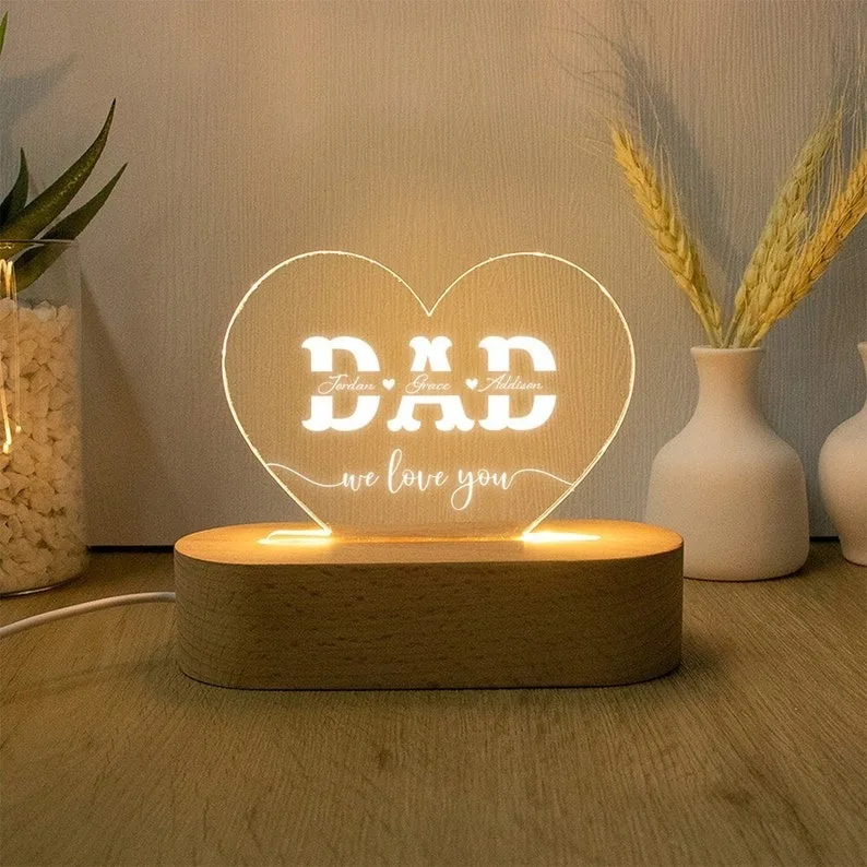 Personalized Acrylic Night Light Love 3D Acrylic Led Bedside Lamp for Home Children Table Lamp Party Decor Valentine's Day Gift