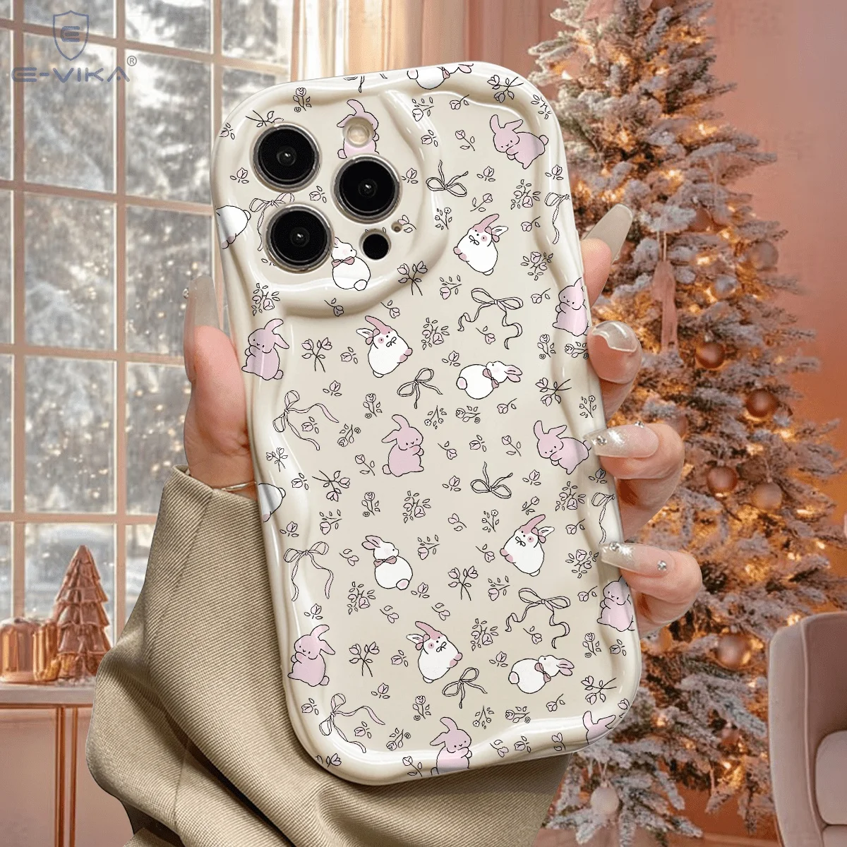 Kawaii Flower Rabbit Bow Soft Phone Case For Samsung Galaxy A56 S26 S24 S25 Plus S23 Ultra A57 A17 A27 A15 A55 A36 A37 A07 Cover