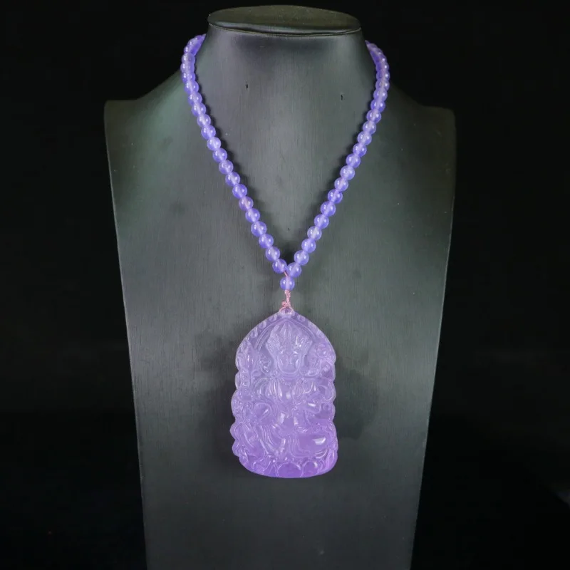 

Natural High Ice Purple Quartzite Jade Ancient Pendant Necklace