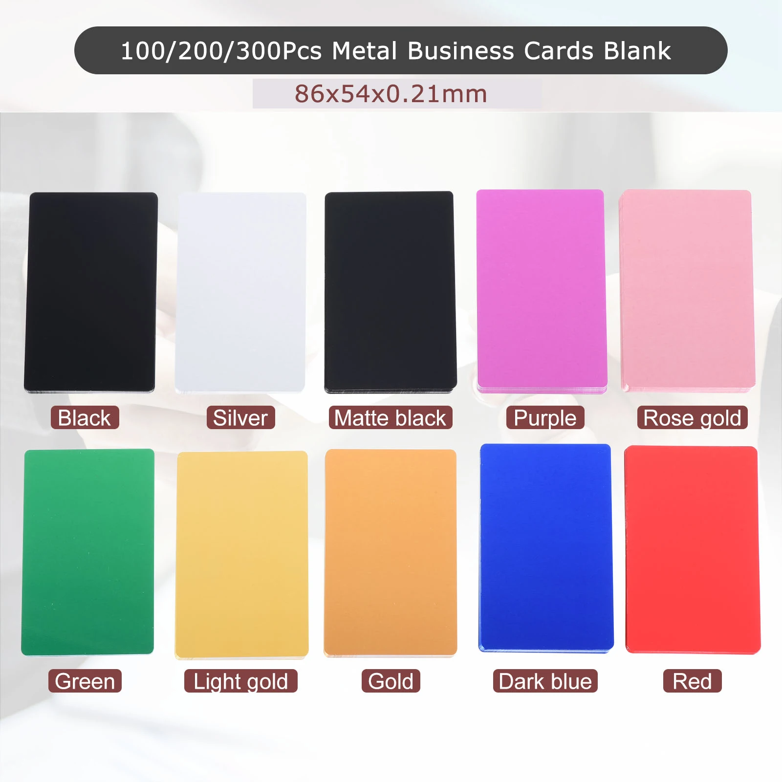 

100/200/300 шт. пустые металлические визитные карточки толщиной 0,21 мм 3,4x2,1 дюйма алюминиевая лазерная гравировка для печати именная карточка для изготовления на заказ DIY