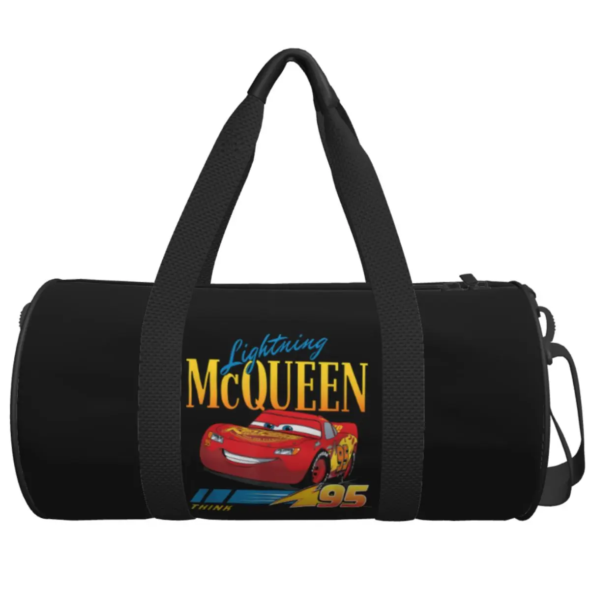 

Cars Lightning McQueen Think Fast Travel Bag Fashion Gym Bag Couple Pattern Large Vintage Sports Fitness Bags Outdoor Handbags