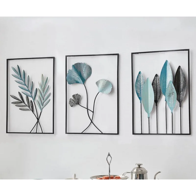 

Modern Iron Leaf Wall Art Colorful Hanging Decor for Living Room TV Background Home Ornament