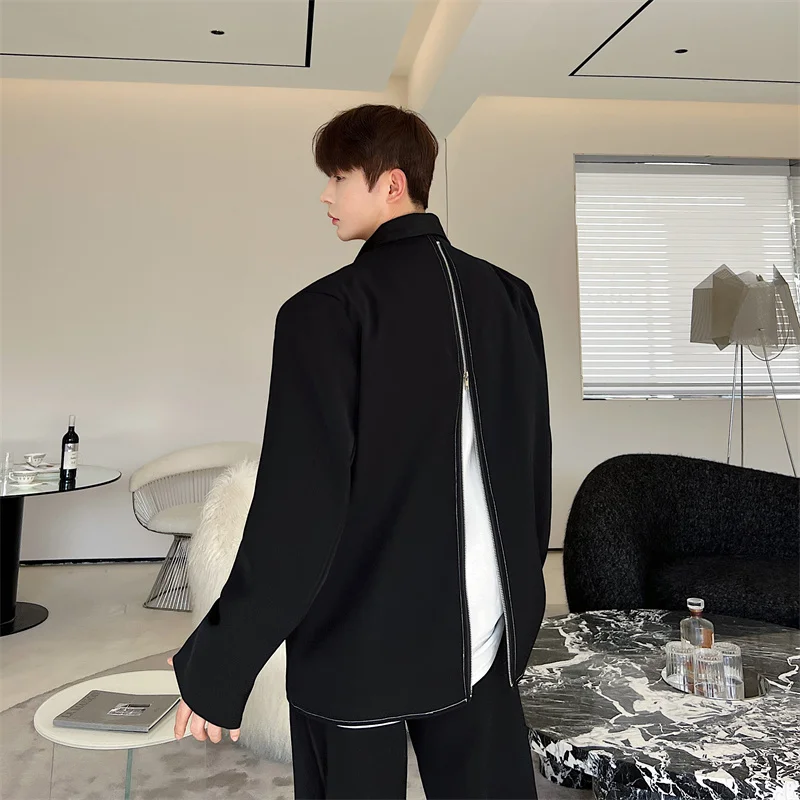 

Casual Men's Suit Jaet Luxury Sensation Korean Version Fake Two-Piece Zipper Ba Exposure Lightweight Haome West Coat
