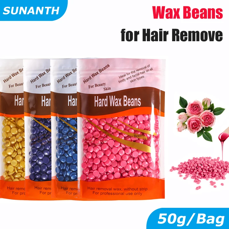 50g/Bag Wax Beads for Hair Removal Hard Wax Beans for Wax Heater Machine Hot Film Epilator Painless Waxing Beads for Wax Warmer