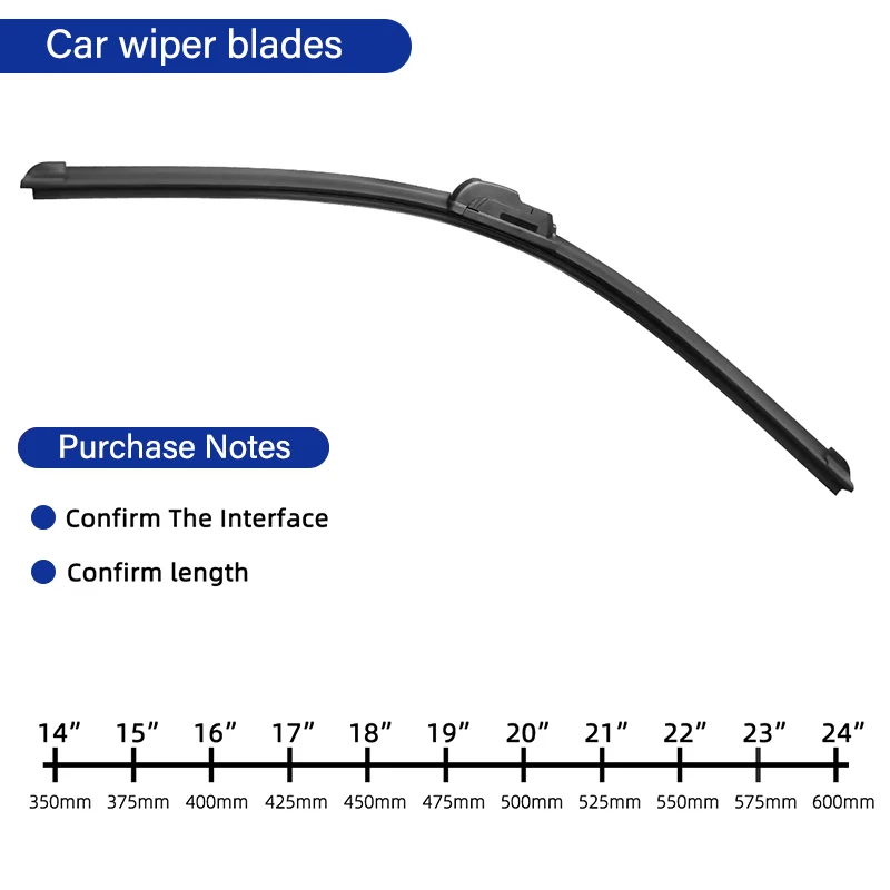 Car Universal Soft Rubber Strip J/U-shaped Wiper Blade Front Wiper Glass Cleaner Wiping Blade 14 