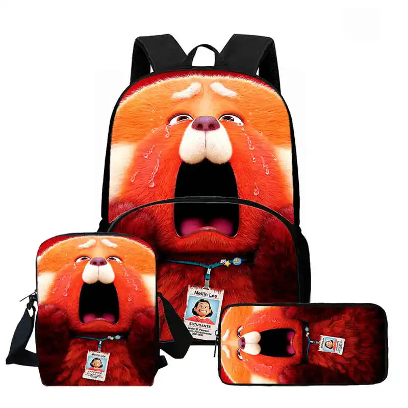 

Child School Backpack with Front Pocket,Shoulder Bags,Pencil Bags for Aged 5-10,Cartoon Turning Red School Bags for Boys Girls