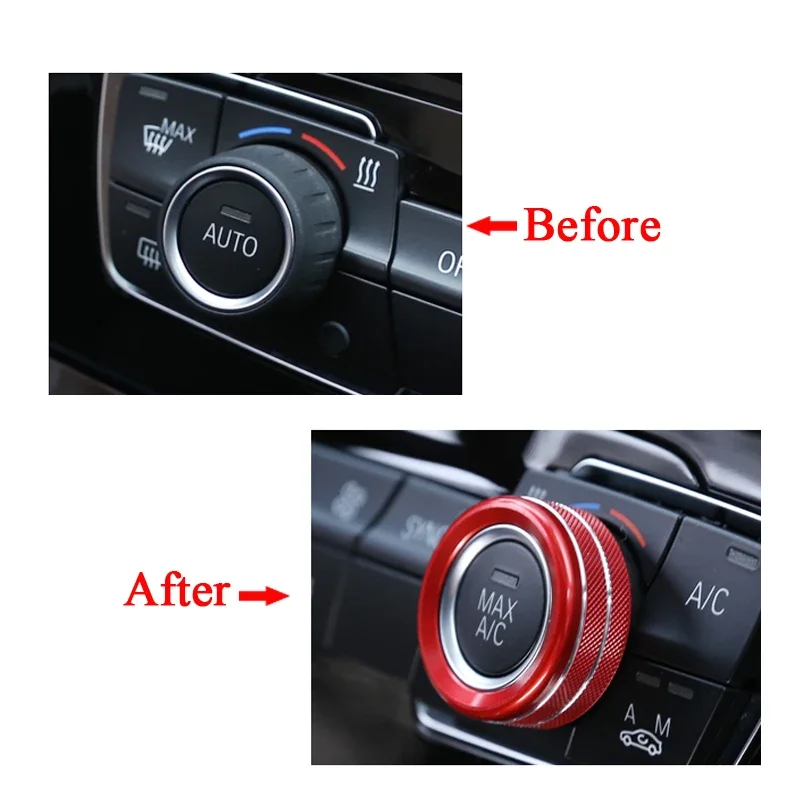 3pcs Car Aluminium Alloy Air Conditioning Volume Knob Decoration Ring Sticker Cover For BMW 1 2 3 GT 4 Series New X1 Car Styling