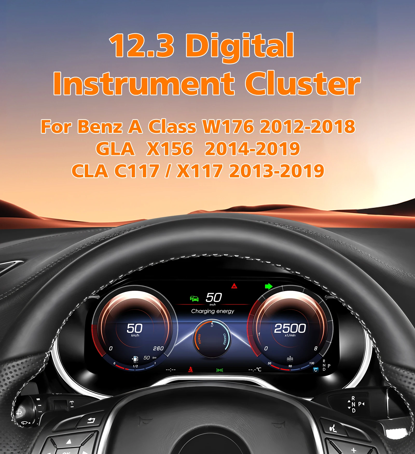 12.3"Digital Instrument Cluster For Mercedes Benz A-Class W176/B-Class W246 2015-2018/GLA X156 2014-2019/CLA C117/X117 2013-2019