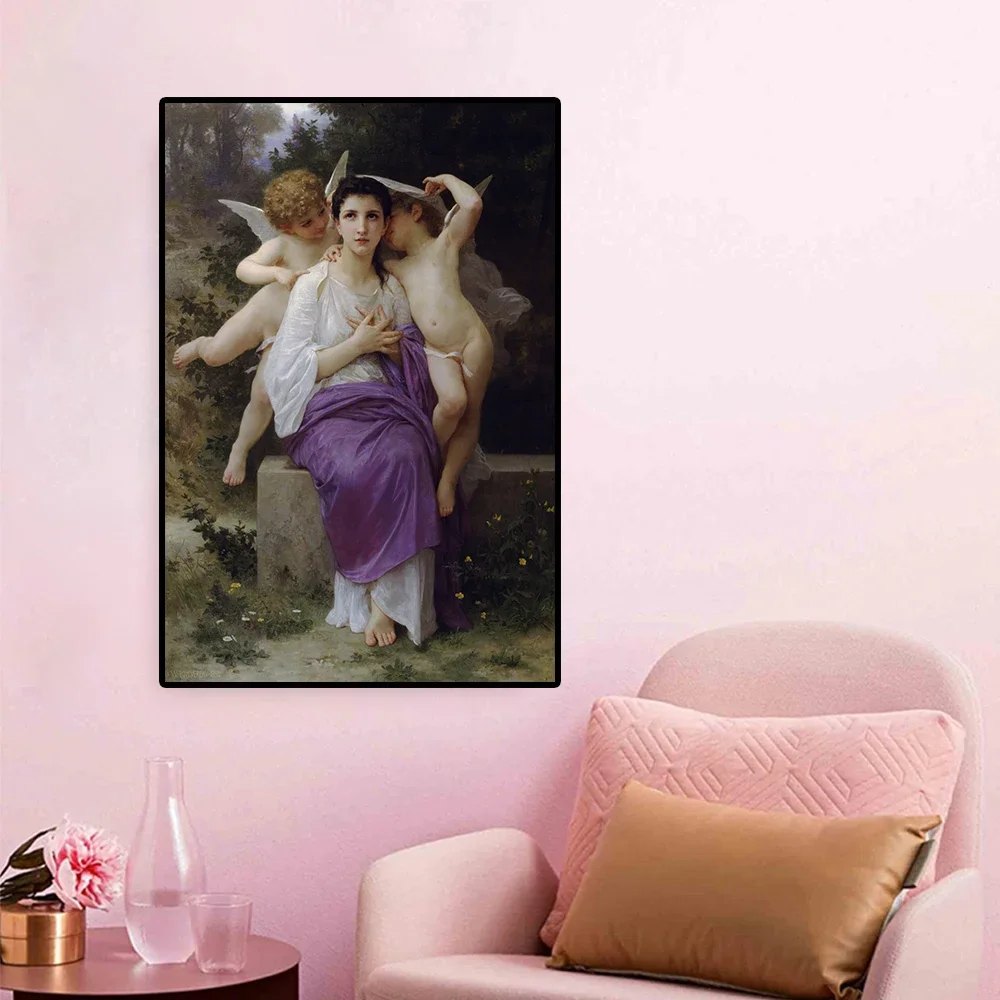 William Adolphe Bouguereau《Songs of Spring》Canvas Oil painting Artwork Poster Picture Modern Wall Decor Home Decoration