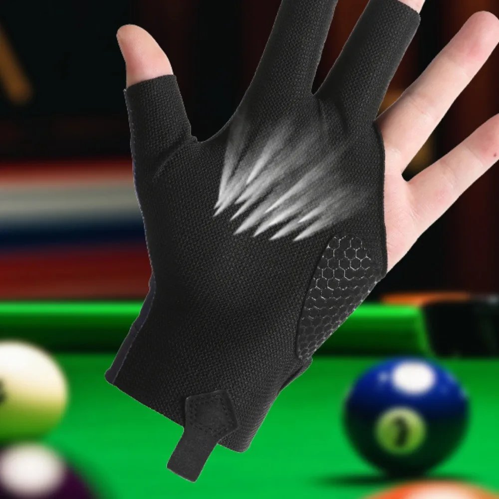 

Бильярдные перчатки для левой руки, эластичные, с защитой от пота, с открытыми 3 пальцами, высокоэластичные, дышащие, женские.