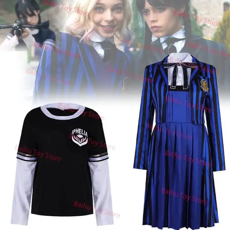 

2025 Wednesday Enid Costume Set Anime Season 2 Cosplay Clothing Peripheral Toy Halloween Party Dress Up Suit Girls Gift