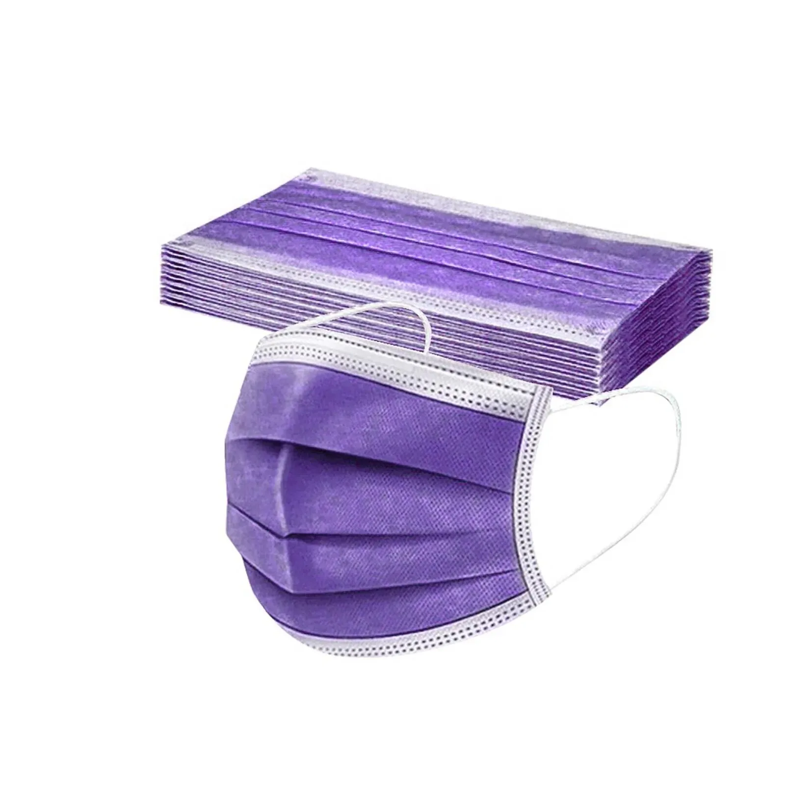 50개 여성 남성 솔리드 마스크 일회용 페이스 마스크 3겹 귀 루프 안티 PM2.5 마스크