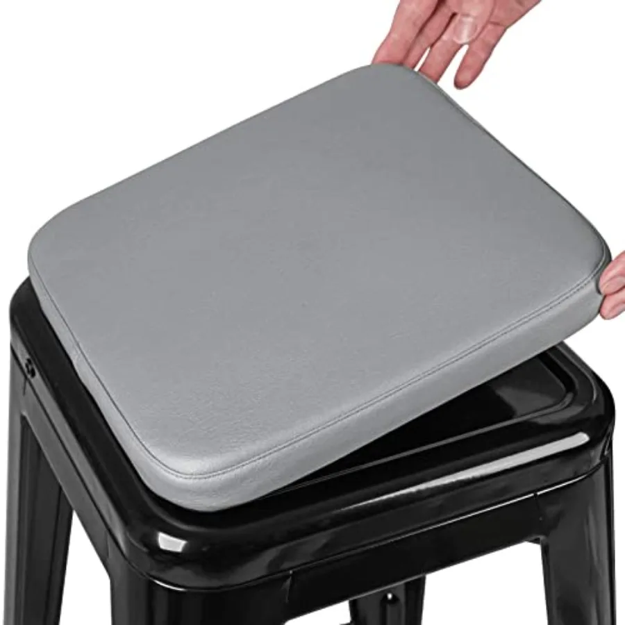 

Modern Faux Leather Bar Stool Cushion 1 Piece Leathaire Magnetic Small Chair Pad for Cafe Bistro Stackable Metal Stool Square D