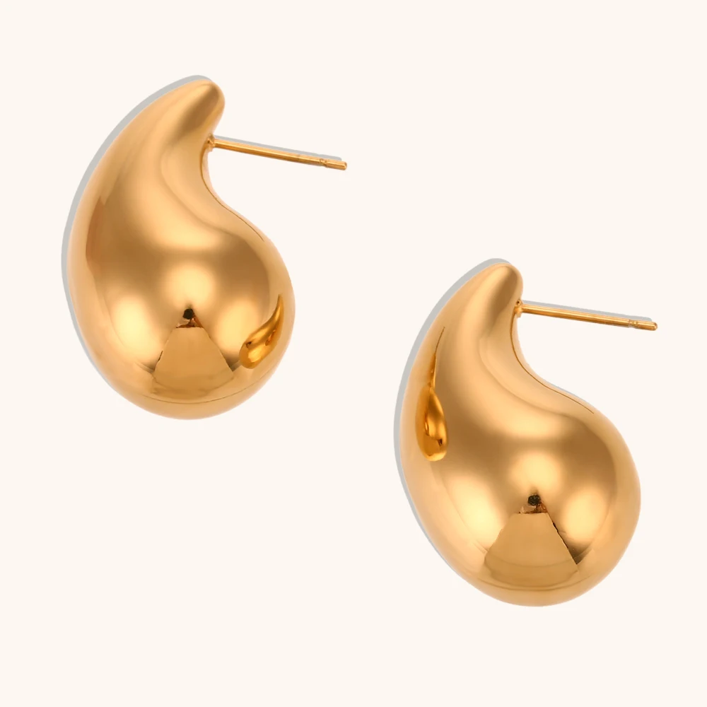 La.Muses Stainless Steel Water Drop Fashion Hollow Stud Earrings Personalized Gold Color Texture Waterproof Charm Jewelry New image 4