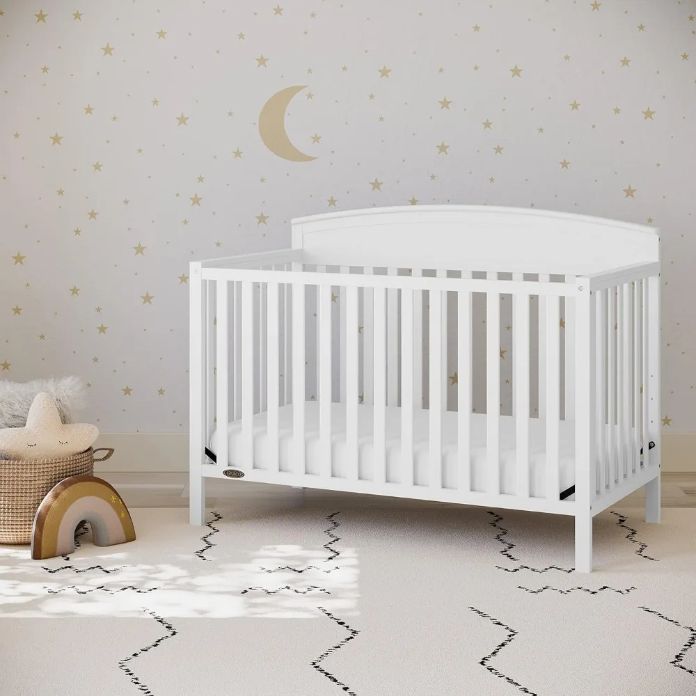 Benton boks bayi konvertibel 5-in-1 (putih)-GREENGUARD bersertifikat emas, mengubah dari tempat tidur bayi ke tempat tidur balita, Daybed