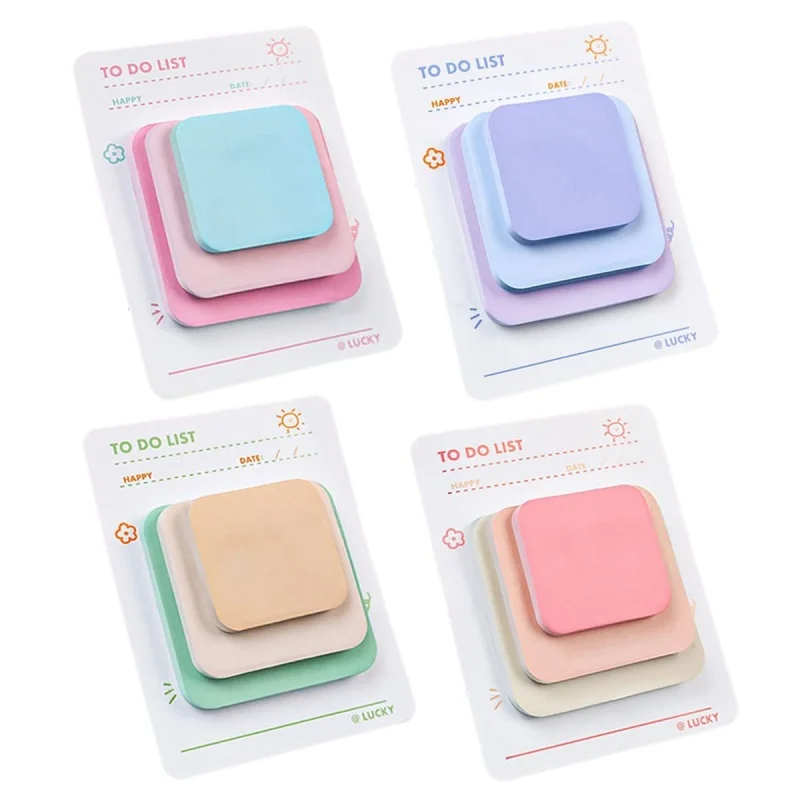 4 Pack Colored Sticky Notes, Multi-Layer Round Corner Memo Pad Marker Stickers Page Flags for Students Teachers, Self-Stick Note
