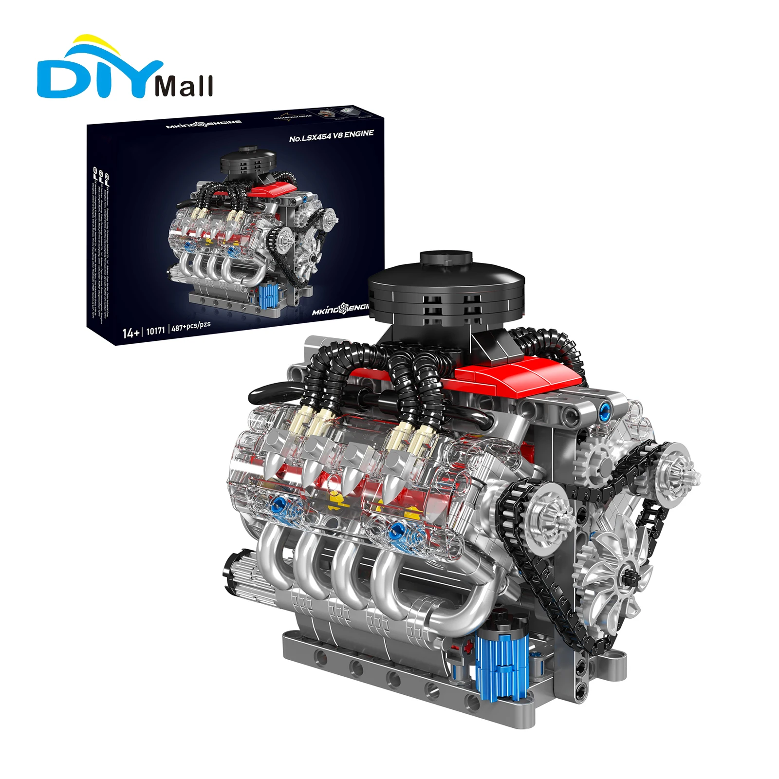 

Набор строительных блоков двигателя Mold King 10171 LSX454 V8 — 487 + шт. STEM Развивающая игрушка для взрослых и детей, 8-цилиндровая модель автомобиля