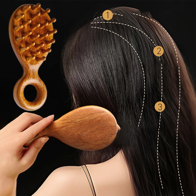 Sandalwood Scalp Massage Comb Meridian Comb Multi-Functional Wood Therapy Massage Portable Wooden Comb Massager