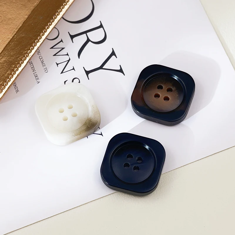 

Квадратные пуговицы из смолы под цветочный узор, имитация слоновой кости, пришивные, для рубашек, свитеров, открытых кардиганов, пальто, большие пуговицы для пальто